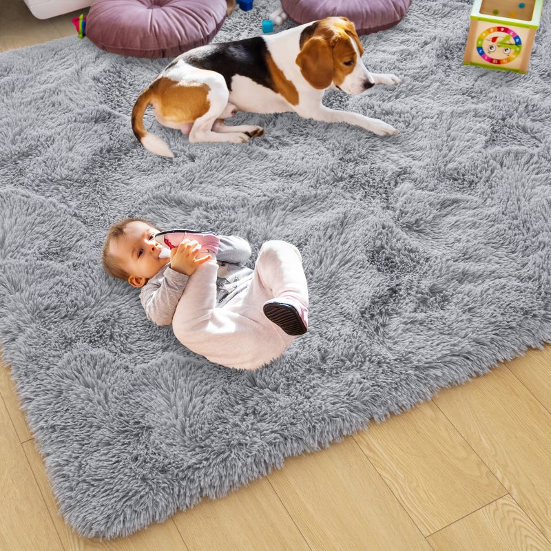 ST. BRIDGE Ultra Soft Grey Rugs for Bedroom 4x6 Feet, Fluffy Shag Area Rugs for Living Room, Large Comfy Furry Rug for Boys Kids Baby Room Decor, Non Slip Nursery Rug Modern Indoor Fuzzy Floor Carpet - Image 5